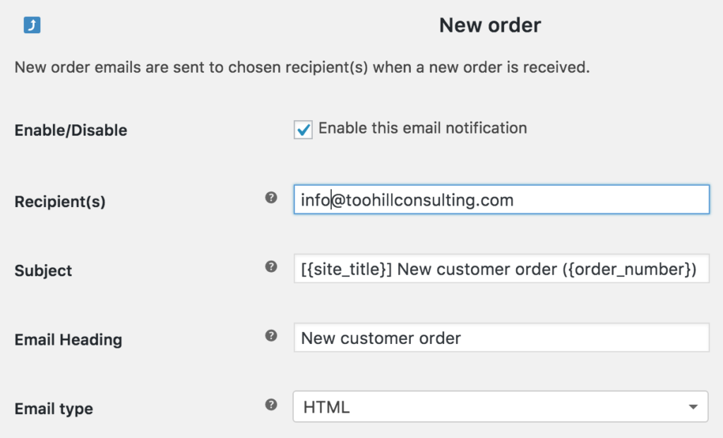 Woocommerce New Order Email