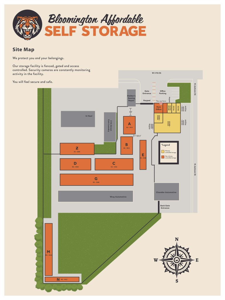 Sitemap for Bloomington Affordable Self Storage Downtown Location