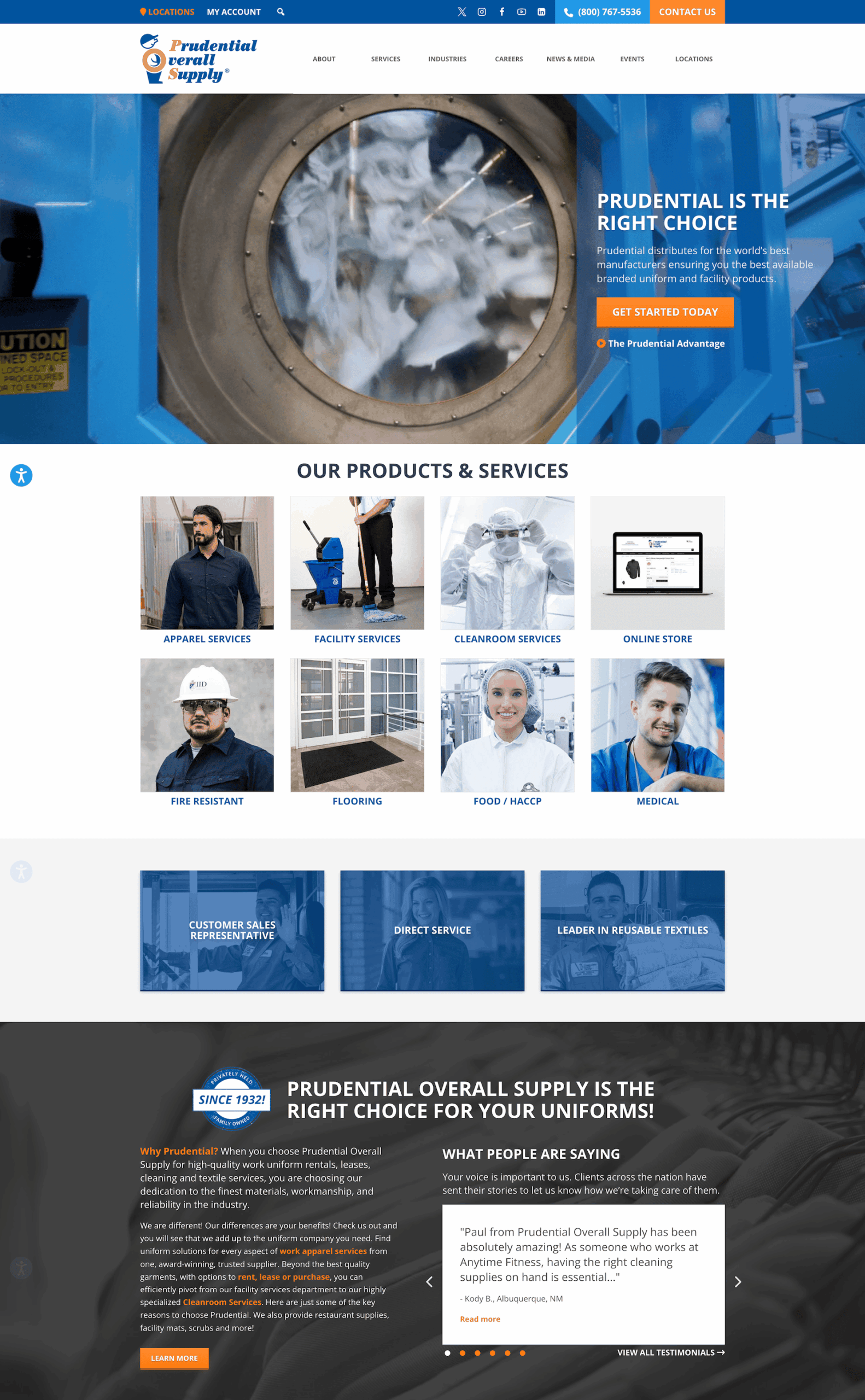 Prudential Overall Supply Website Homepage